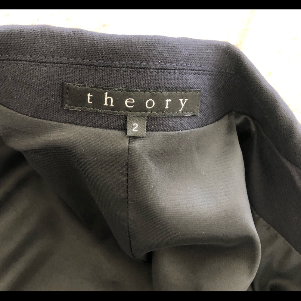 Theory fitted navy cotton blazer. Size 2. - Picture 9 of 11